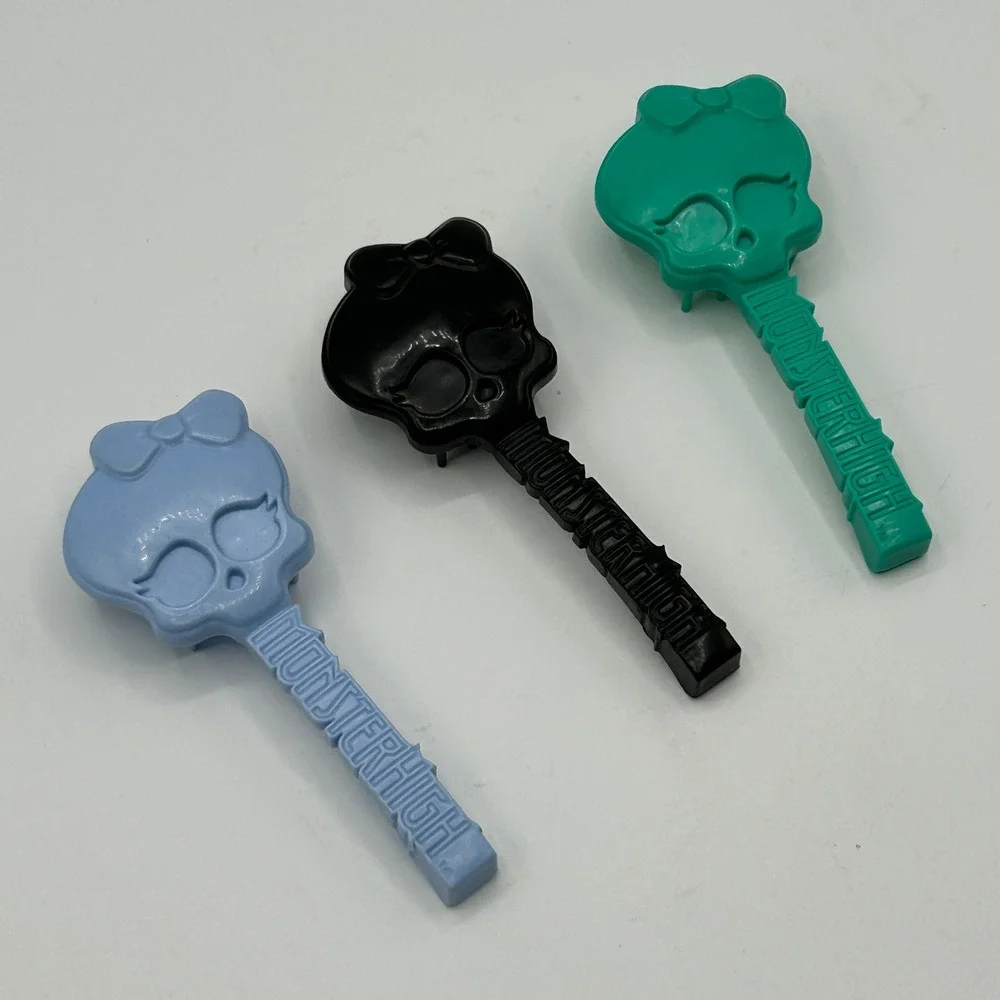 Monster High Doll Brushes 3 Lot Skullette Black Teal Blue Mattel 2010‎ Accessory